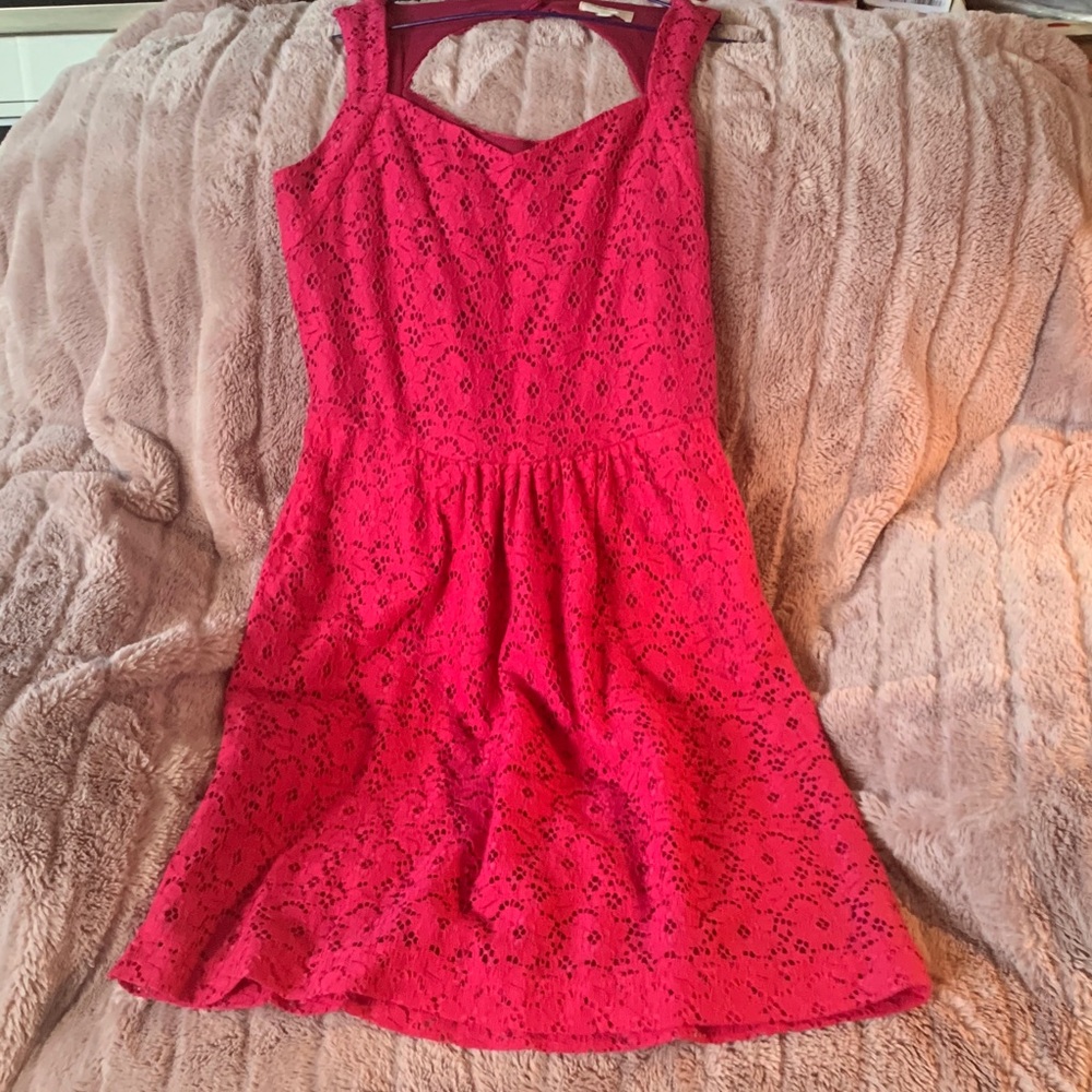 Vintage Pink Eyelet Lace Dress